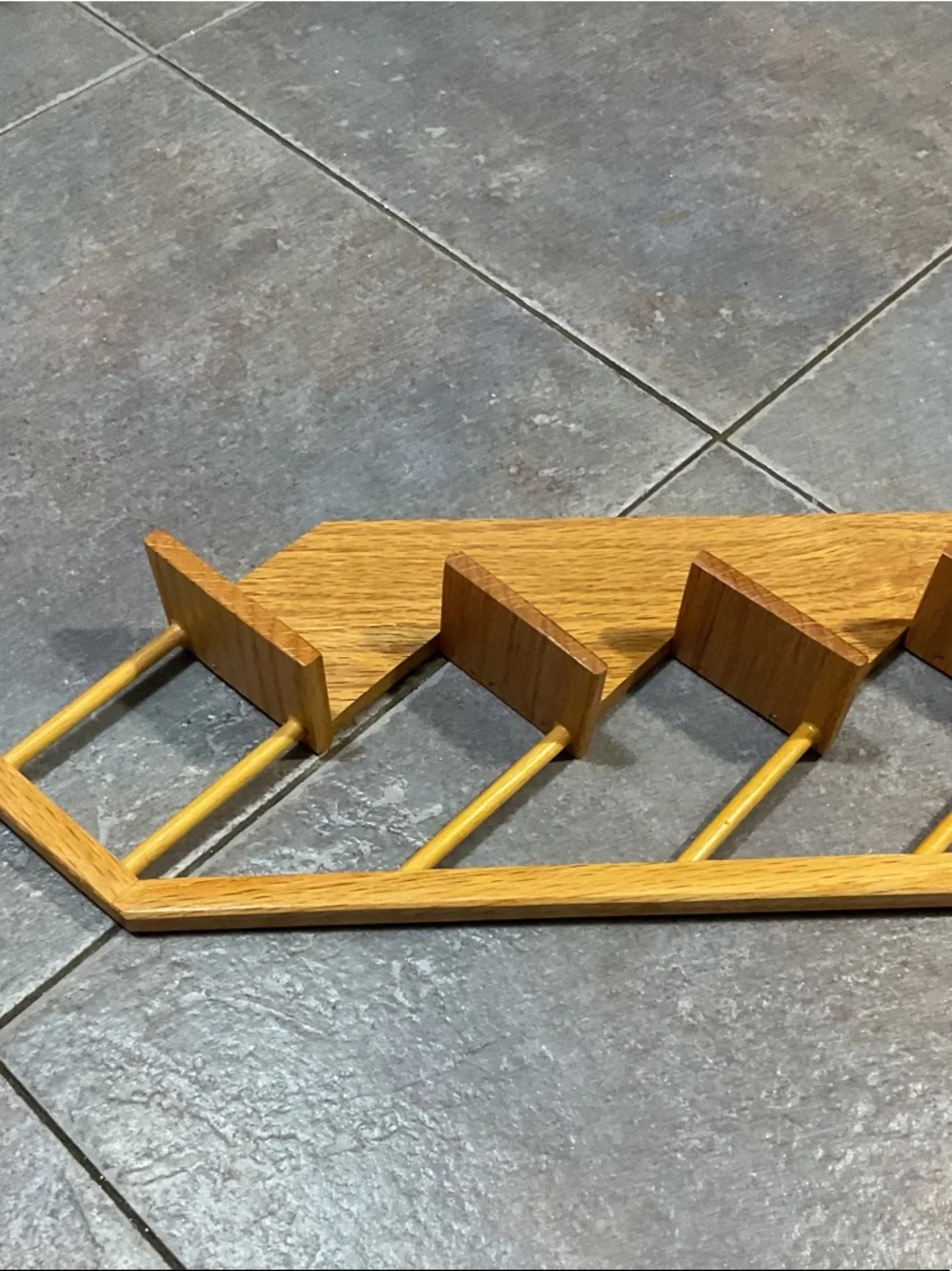 Wooden Wall Rack with Six Pegs - Honey Brown